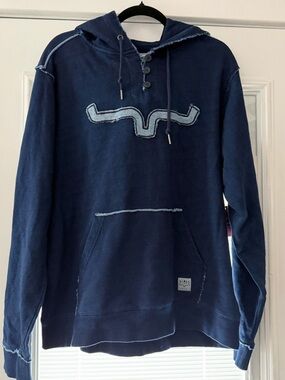 Kimes Ranch Navy Hooded Pullover with Contrast Stitching